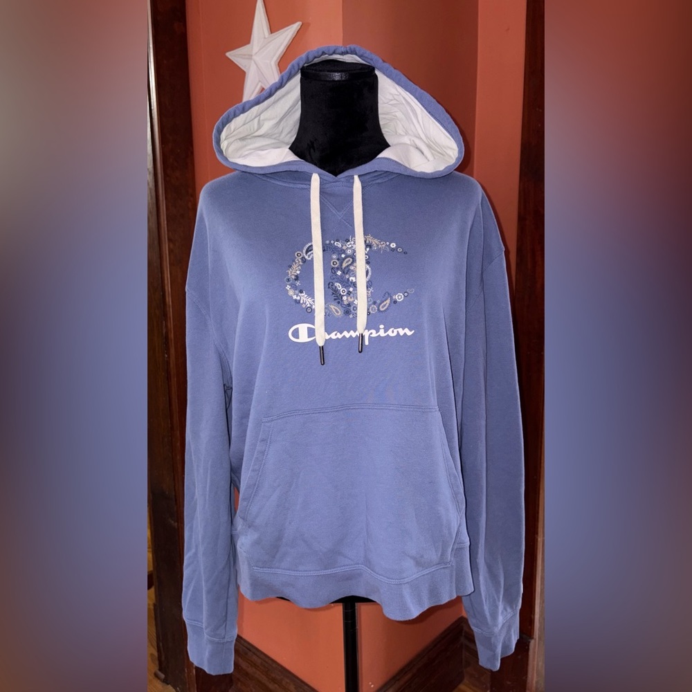 Champion Blue Pullover with Paisley Accents